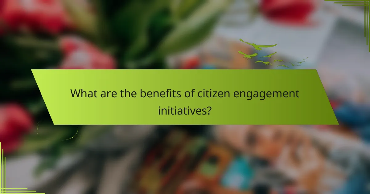 What are the benefits of citizen engagement initiatives?