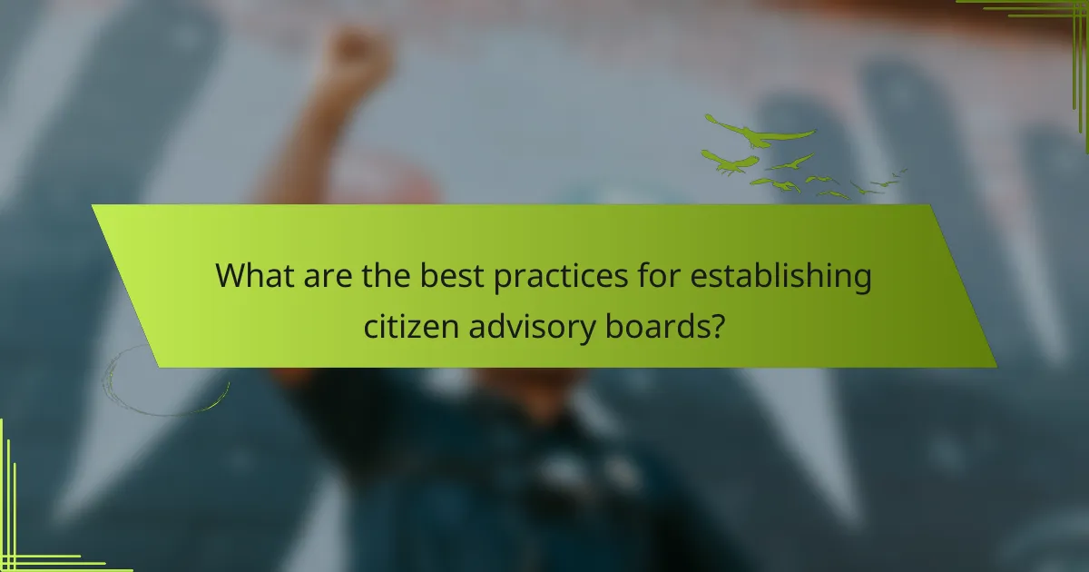What are the best practices for establishing citizen advisory boards?